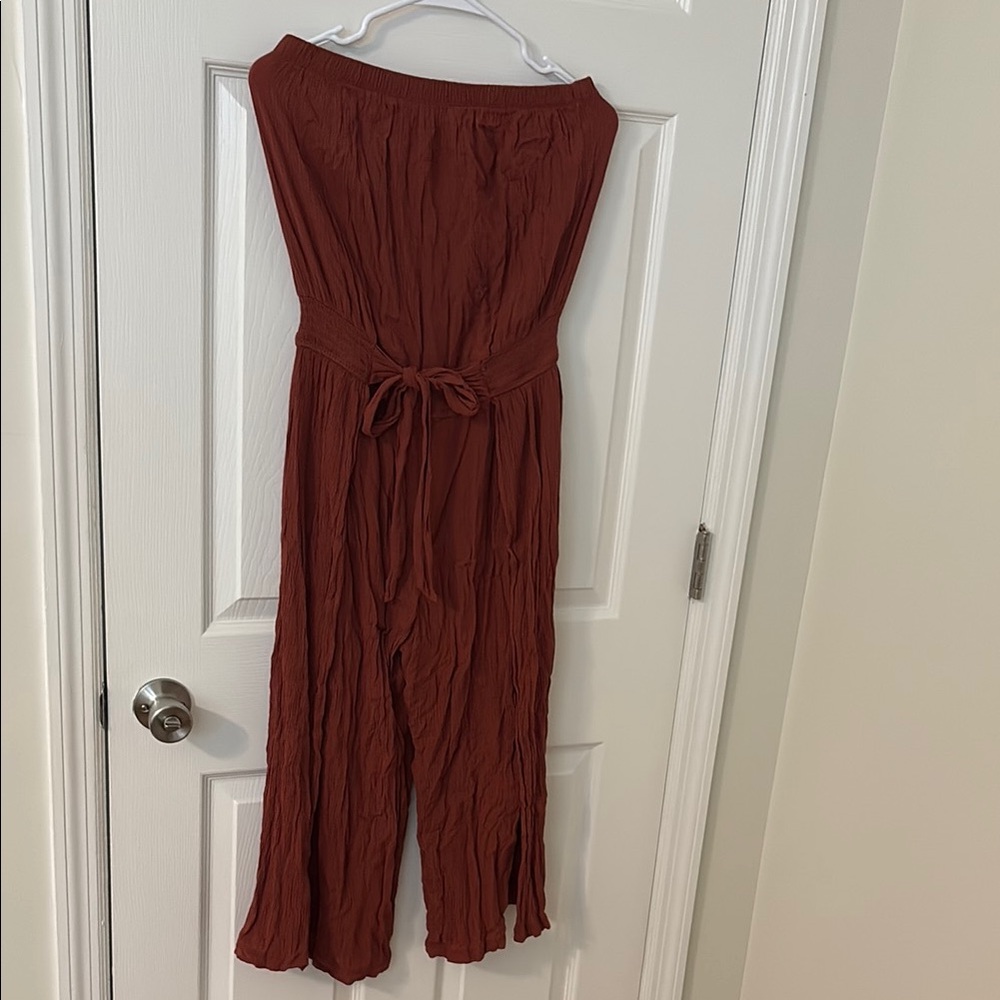BECCA Brown Jumpsuit Wide-Leg Elastic Waist